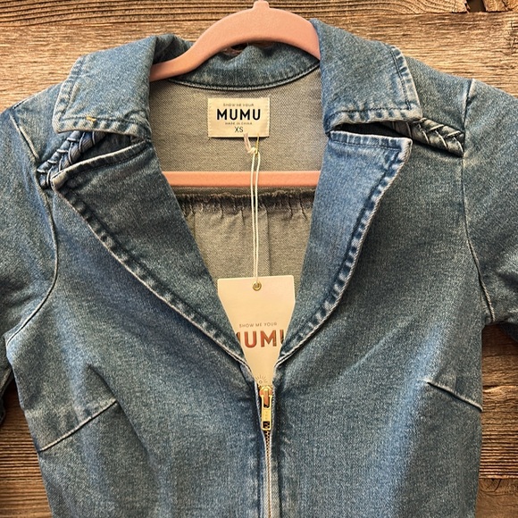 Show Me Your MuMu Outlaw Denim Dress in Tide Size XS NWT - Picture 7 of 14